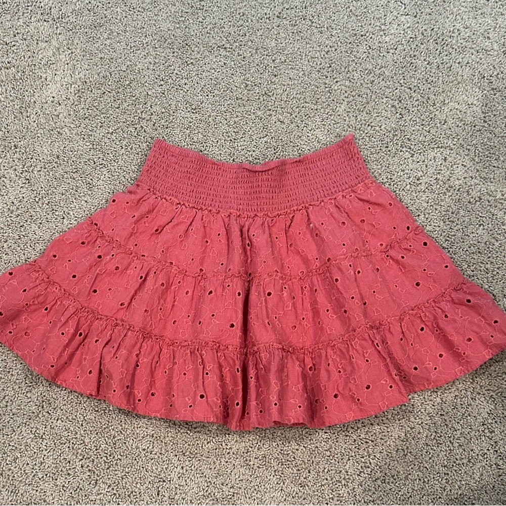 Pink Lace Tiered Skirt